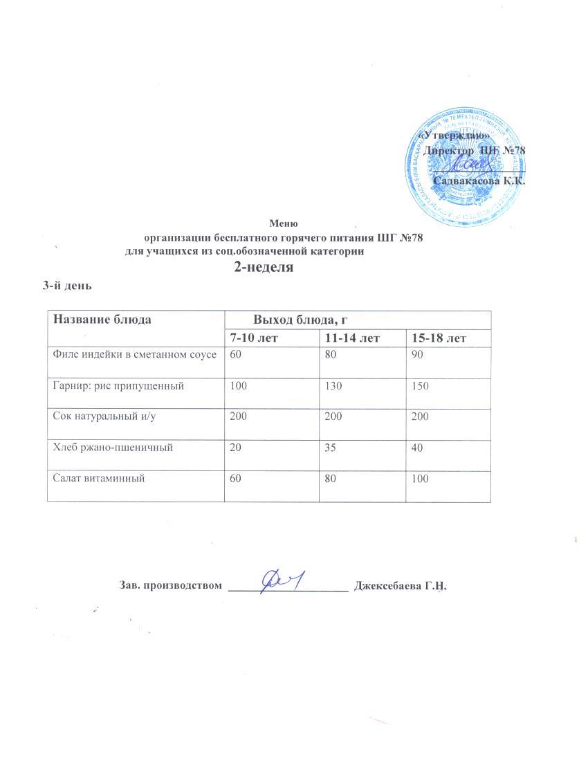 Меню по питанию 11.09.2024 ж.