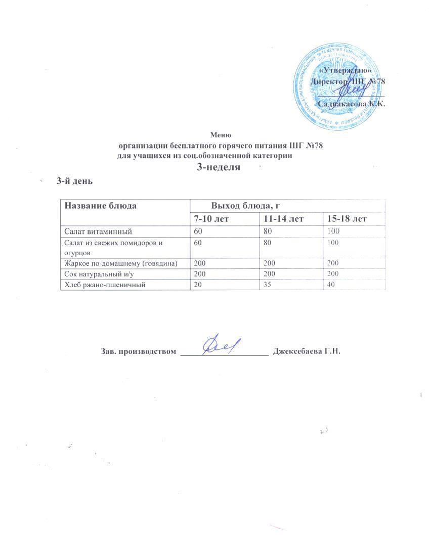 Меню по питанию 18.09.2024 ж.