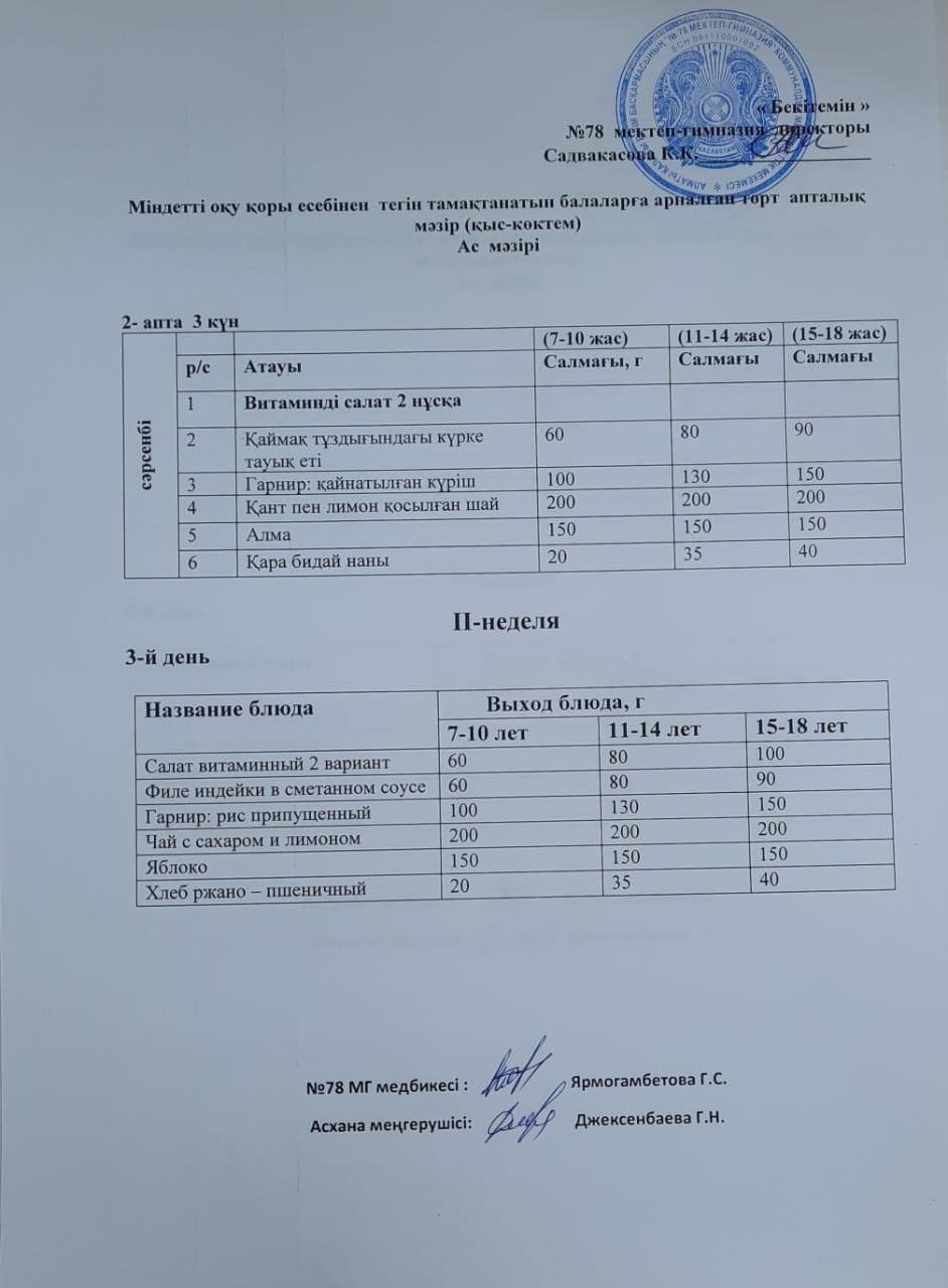 Ас мәзірі  12.04,2023 ж