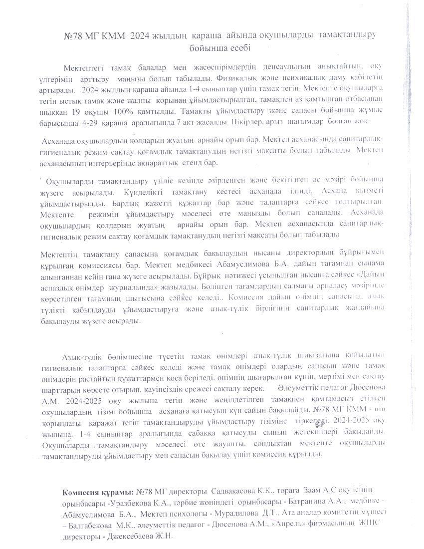 Бақылау комиссиясының 2024 ж. қараша айына есебі.