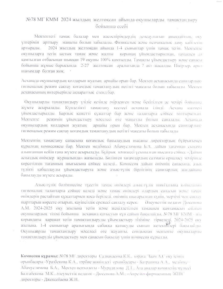 Бақылау комиссиясының 2024 ж. желтоқсан айына есебі