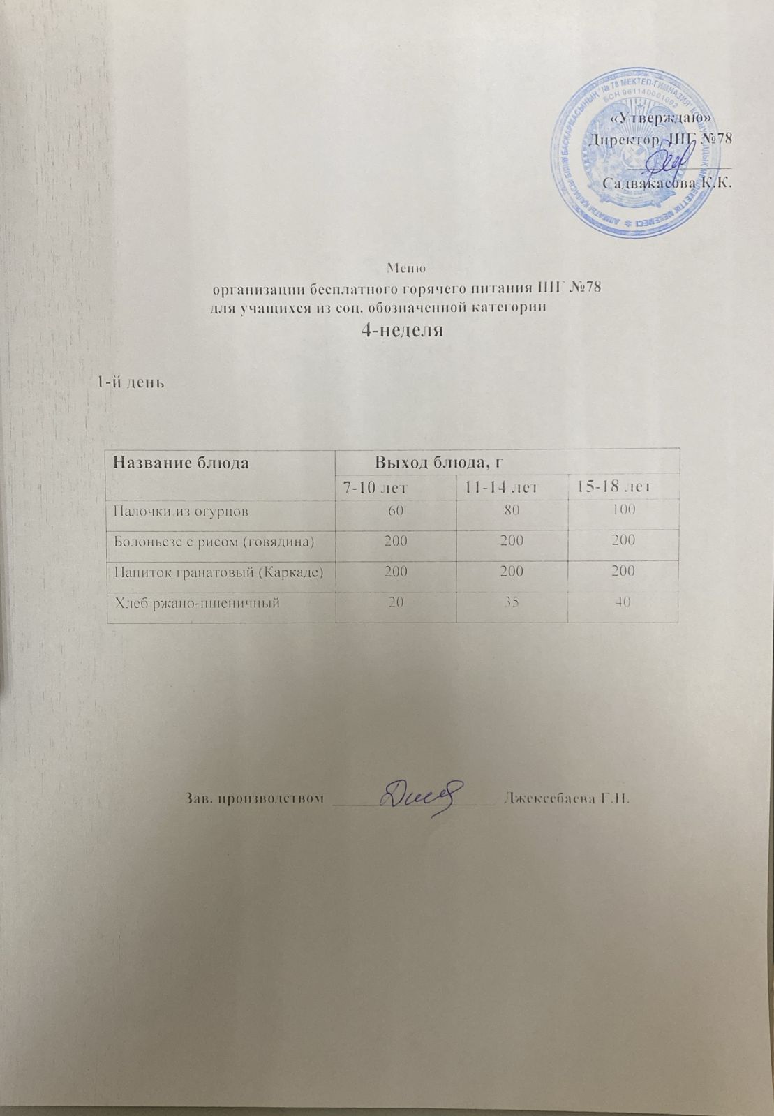 Ас мәзірі 26.01.2026 жыл.