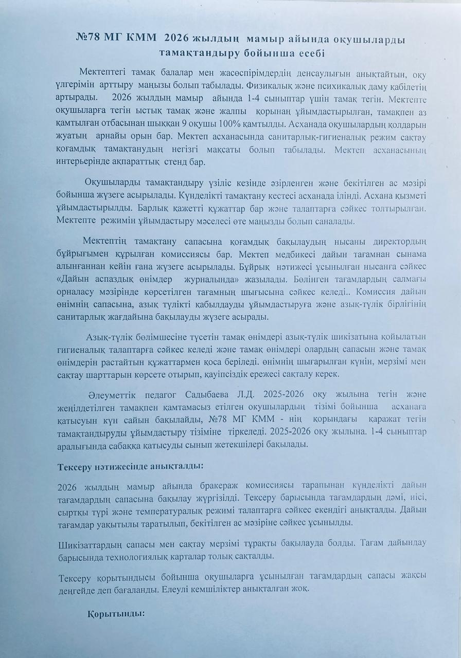 Бақылау комиссиясының 2026 ж мамыр айына есебі